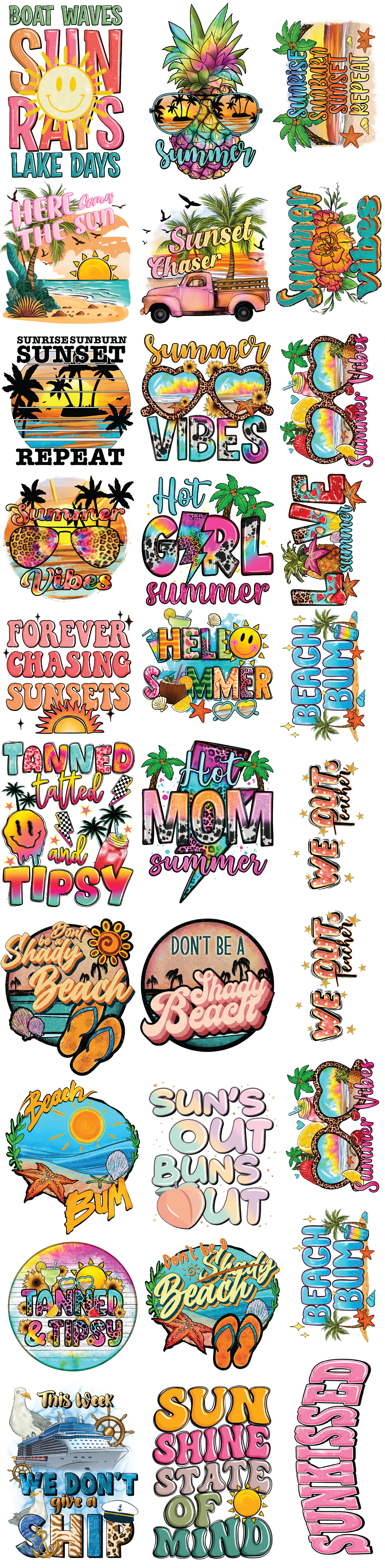 Summer 30"X120" Pre-Made Gang Sheet