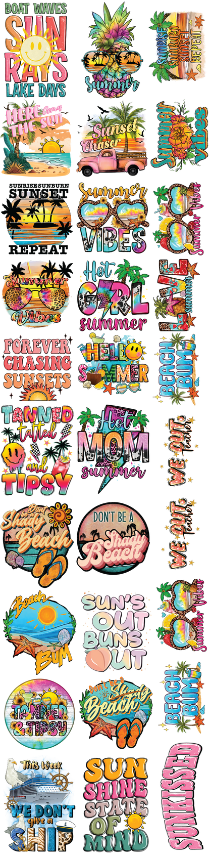 Summer 30"X120" Pre-Made Gang Sheet